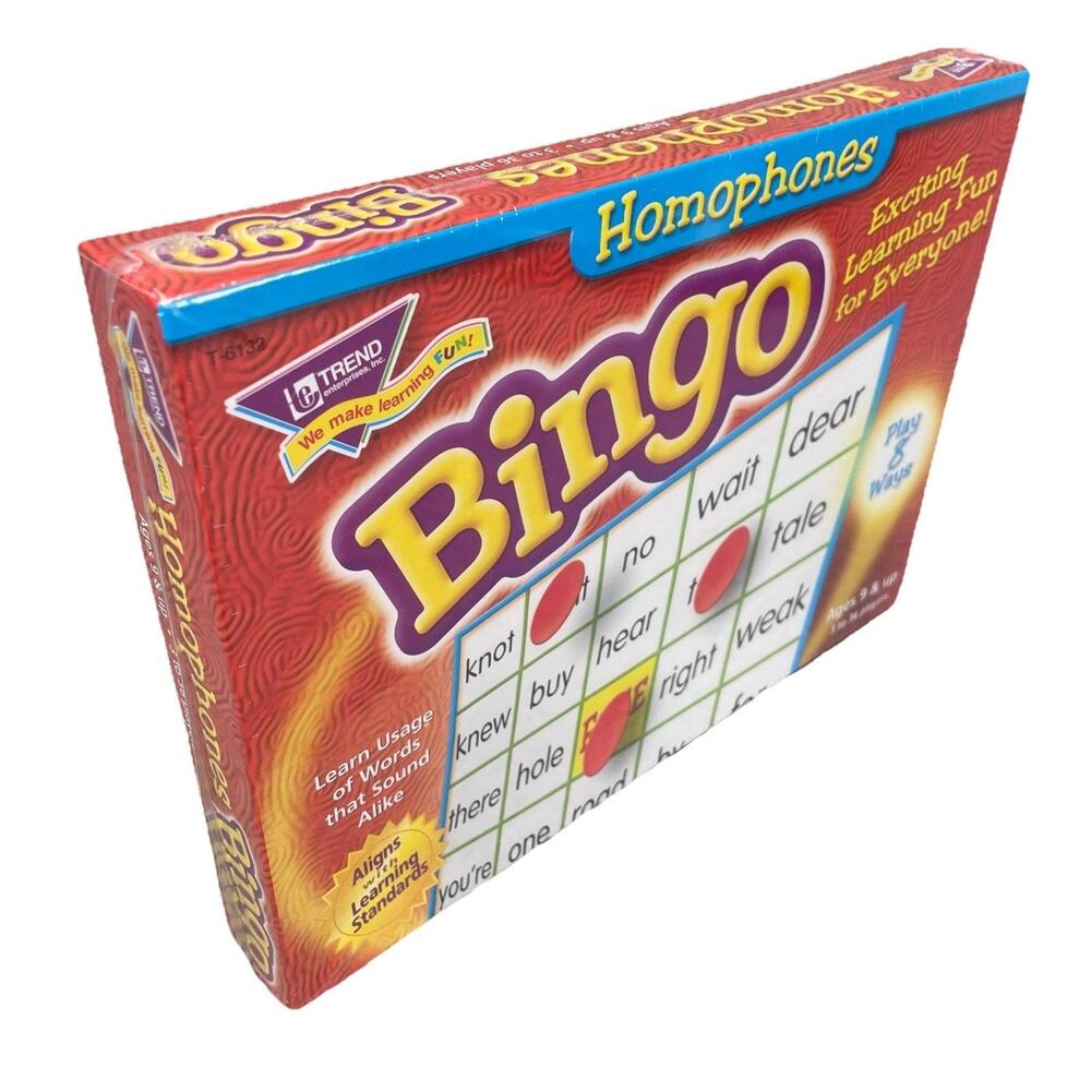 Lakeshore Bingo Homophones Ages 9 & Up NEW Sealed 3‎ to 36 Players